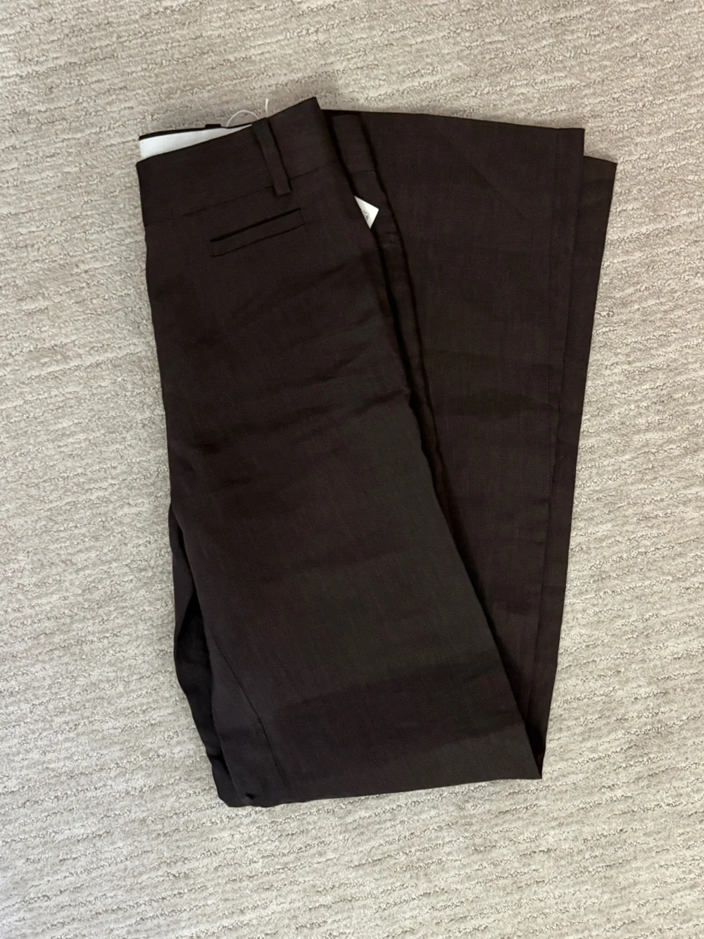 COS Brown Tailored Linen Straight Pants